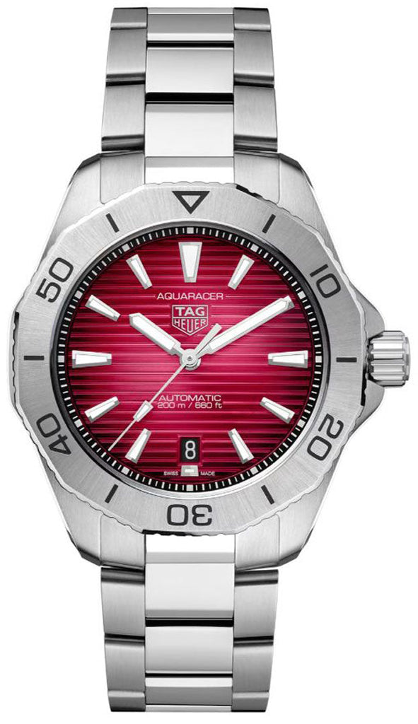 Tag Heuer Aquaracer Professional 200 Automatic Red Dial Silver Steel Strap Watch for Men - WBP2114.BA0627 Buy Now By Tag Heuer