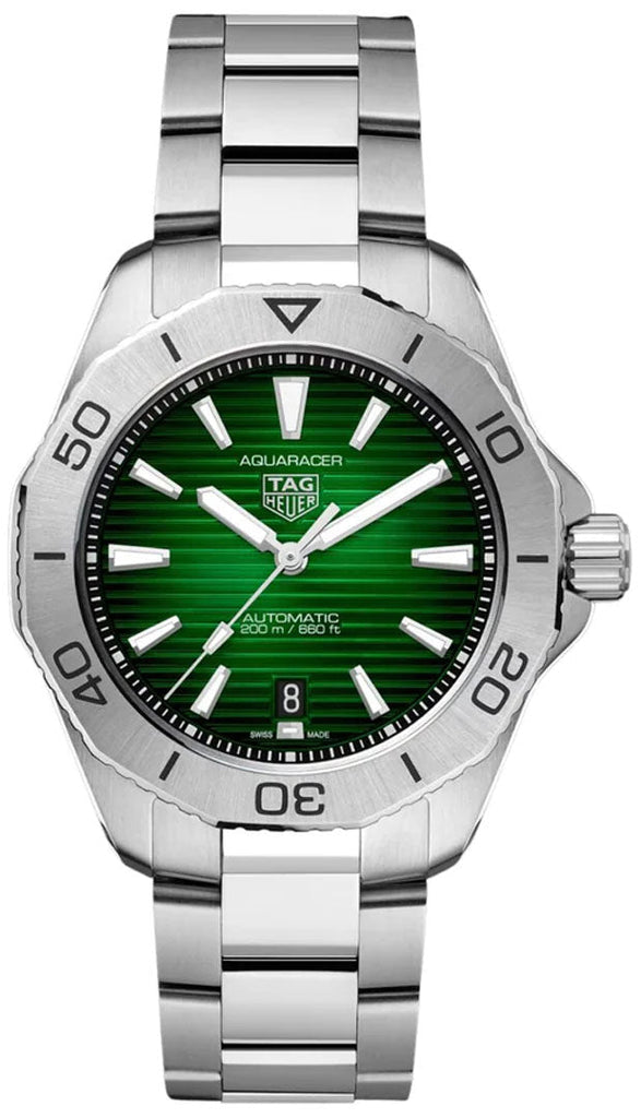 Tag Heuer Aquaracer Professional 200 Automatic Green Dial Silver Steel Strap Watch for Men - WBP2115.BA0627 Buy Now By Tag Heuer