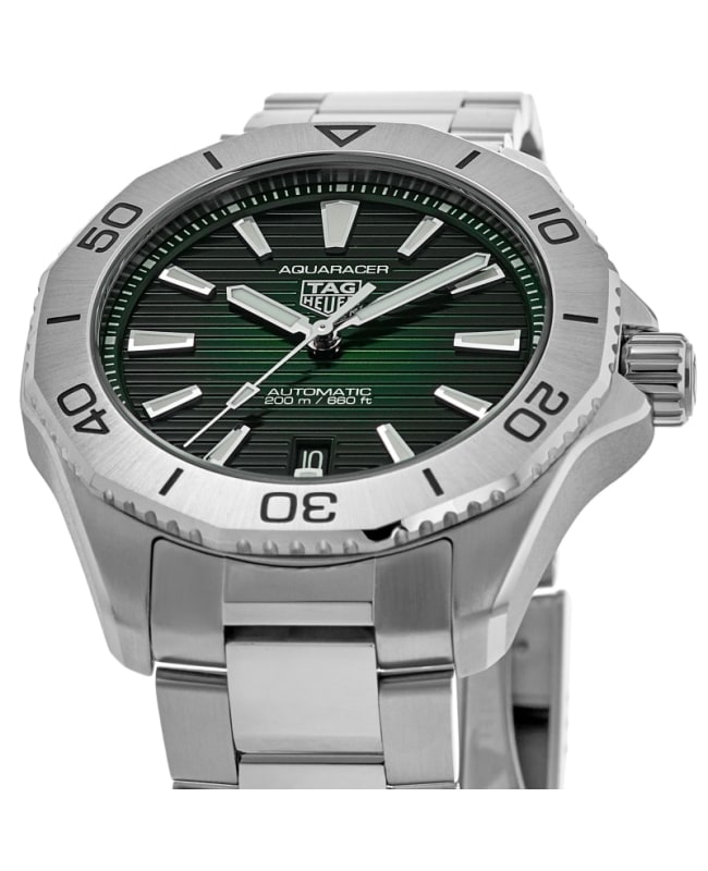 Tag Heuer Aquaracer Professional 200 Automatic Green Dial Silver Steel Strap Watch for Men - WBP2115.BA0627 Buy Now By Tag Heuer