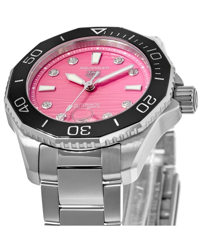 Tag Heuer Aquaracer Professional 300 Automatic Diamonds Pink Dial Silver Steel Strap Watch for Women - WBP231J.BA0618 Buy Now By Tag Heuer