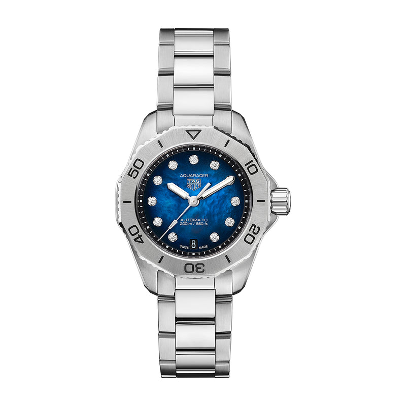 Tag Heuer Aquaracer Professional 200 Automatic Diamond Blue Dial Silver Steel Strap Watch for Women - WBP2411.BA0622 Buy Now By Tag Heuer