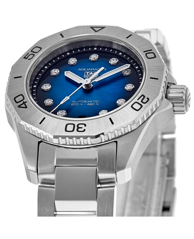 Tag Heuer Aquaracer Professional 200 Automatic Diamond Blue Dial Silver Steel Strap Watch for Women - WBP2411.BA0622 Buy Now By Tag Heuer
