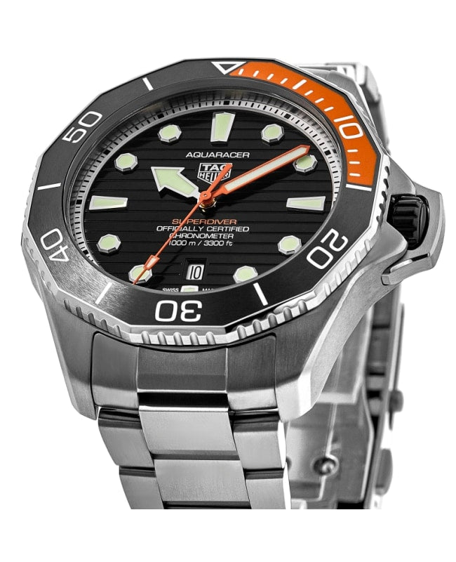 Tag Heuer Aquaracer Professional 1000 Superdiver Automatic Black Dial Silver Steel Strap Watch for Men - WBP5A8A.BF0619 Buy Now By Tag Heuer