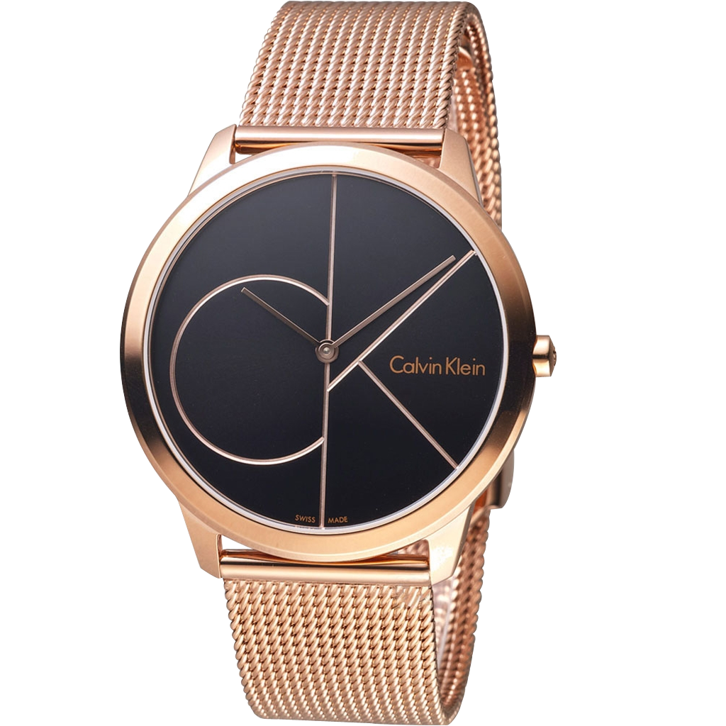 Calvin Klein Minimal Black Dial Rose Gold Mesh Bracelet Watch for Men - K3M21621 Buy Now By Calvin Klein