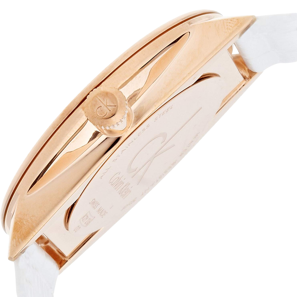 Calvin Klein Accent Silver Dial White Leather Strap Watch for Women - K2Y216K6 Buy Now By Calvin Klein