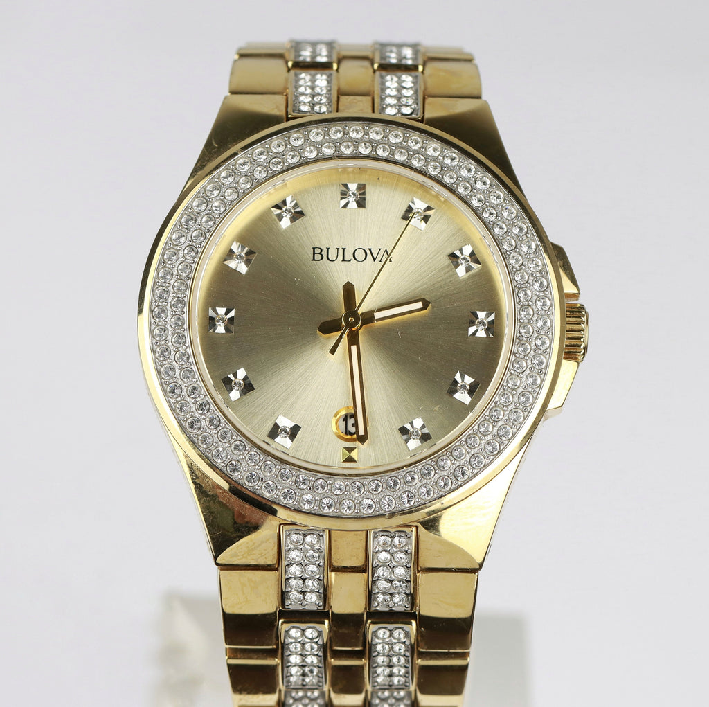 Bulova Crystal Collection Champagne Dial Two Tone Steel Strap Watch for Women - 98B174 Buy Now By Bulova