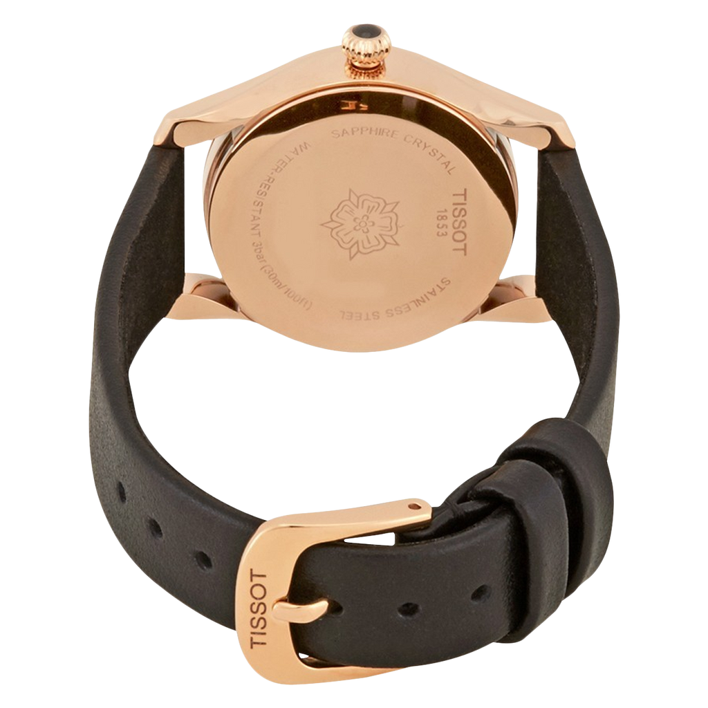 Tissot T Wave Diamond Mother of Pearl Dial Black Leather Strap Watch For Women - T112.210.36.111.00 Buy Now By Tissot