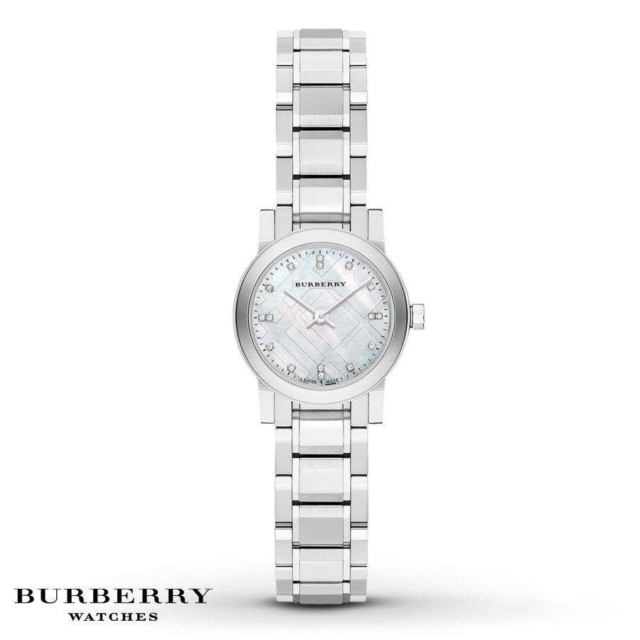 Burberry The City Diamonds Mother of Pearl Dial Silver Steel Strap Watch for Women - BU9224 Buy Now By Burberry