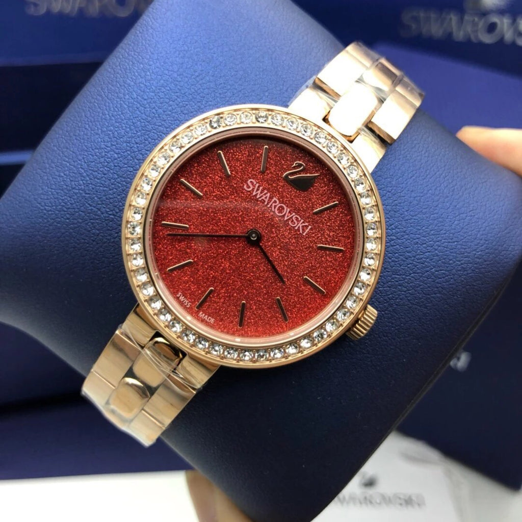 Swarovski Daytime Quartz Coral Dial Rose Gold Steel Strap Watch for Women - 5182250 Buy Now By Swarovski
