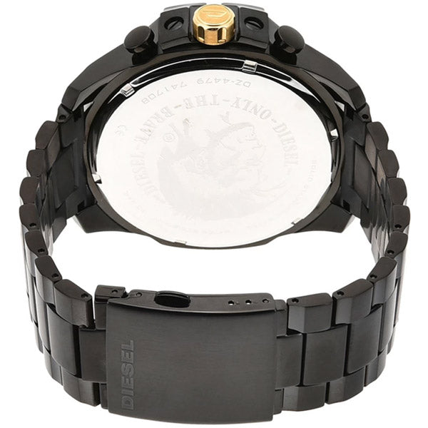 Diesel Mega Chief Chronograph Grey Dial Black Steel Strap Watch For Men - DZ4479 Buy Now By Diesel