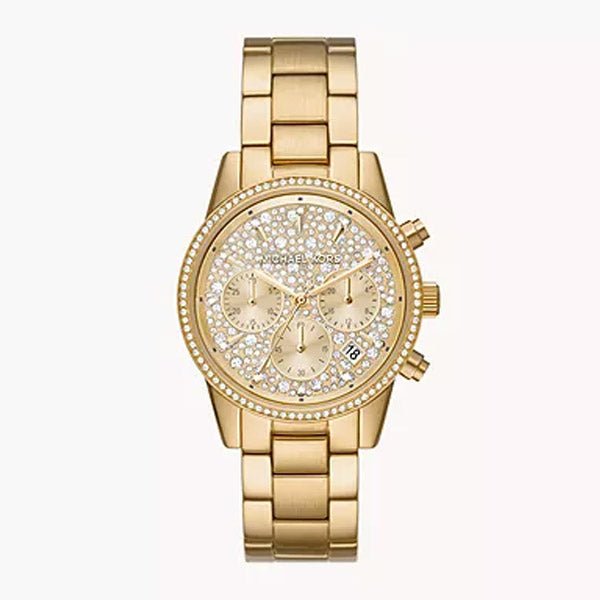 Michael Kors Ritz Chronograph Gold Dial Gold Steel Strap Watch For Women - MK7310 Buy Now By Michael Kors