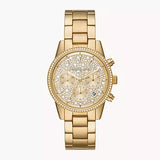 Michael Kors Ritz Chronograph Gold Dial Gold Steel Strap Watch For Women - MK7310 Buy Now By Michael Kors