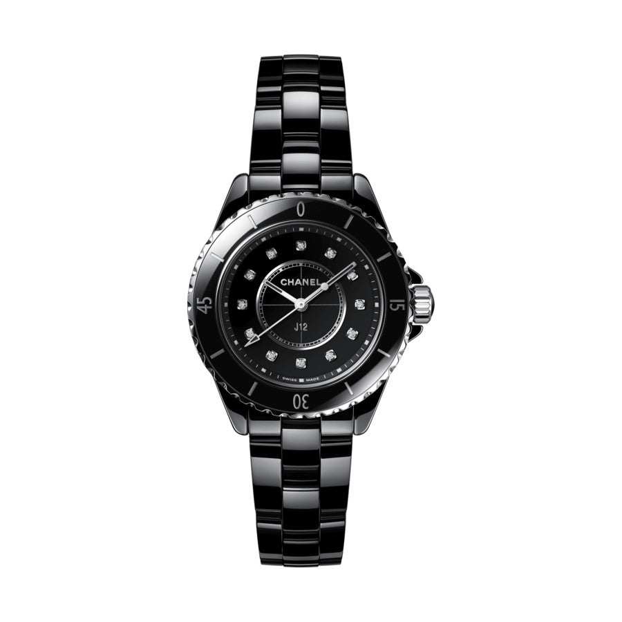 Chanel J12 Quartz Diamonds Black Dial Black Steel Strap Watch for Women - J12 H5701 Buy Now By Chanel
