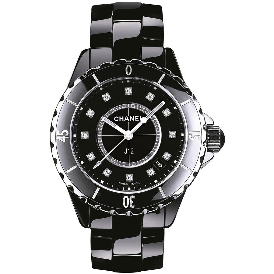 Chanel J12 Quartz Diamonds Black Dial Black Steel Strap Watch for Women - J12 H1625 Buy Now By Chanel