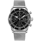 Breitling Superocean Heritage Chronograph 44 Black Dial Silver Mesh Bracelet Watch for Men - A13313121B1A1 Buy Now By Breitling