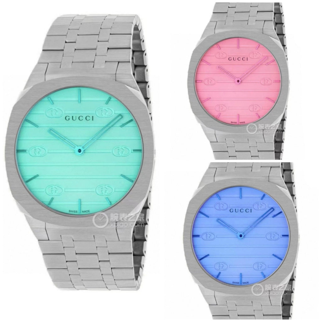 Gucci 25H Quartz Blue Dial Silver Steel Strap Unisex Watch - YA163408 Buy Now By Gucci