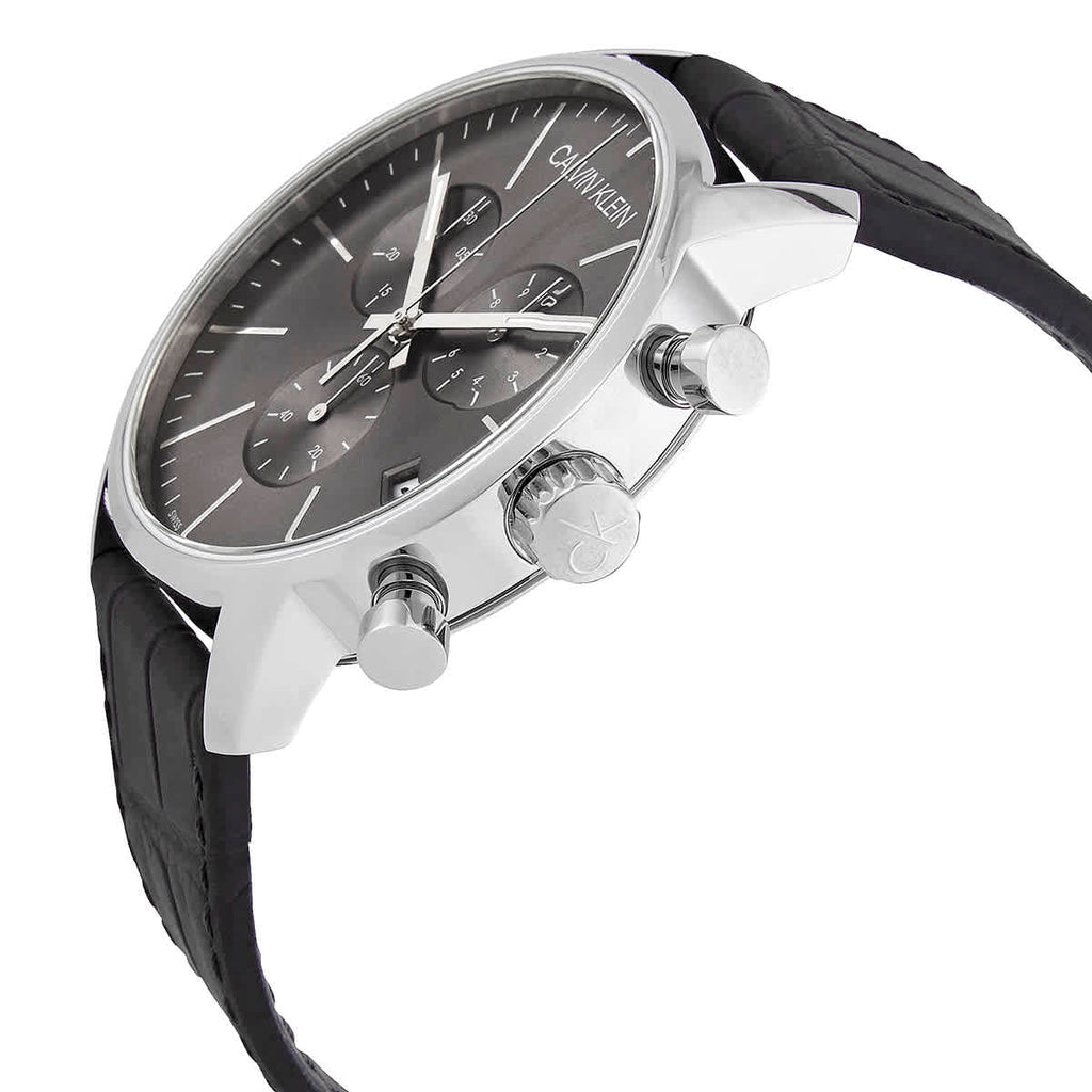 Calvin Klein City Chronograph Black Dial Black Leather Strap Watch for Men - K2G271C3 Buy Now By Calvin Klein