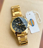 Fossil Grant Chronograph Black Dial Gold Steel Strap Watch for Men - FS4815 Buy Now By Fossil