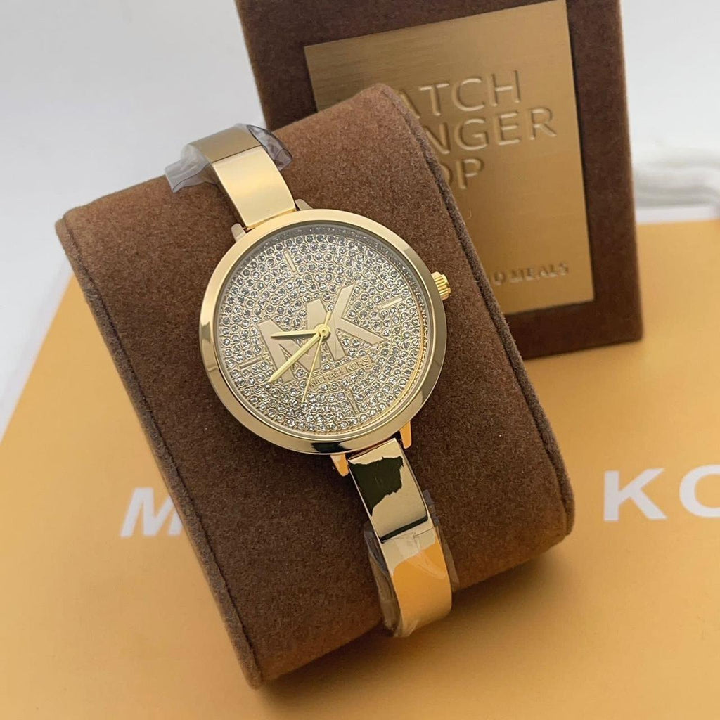 Michael Kors Parker Crystals Gold Dial Gold Steel Strap Watch For Women - MK4469 Buy Now By Michael Kors