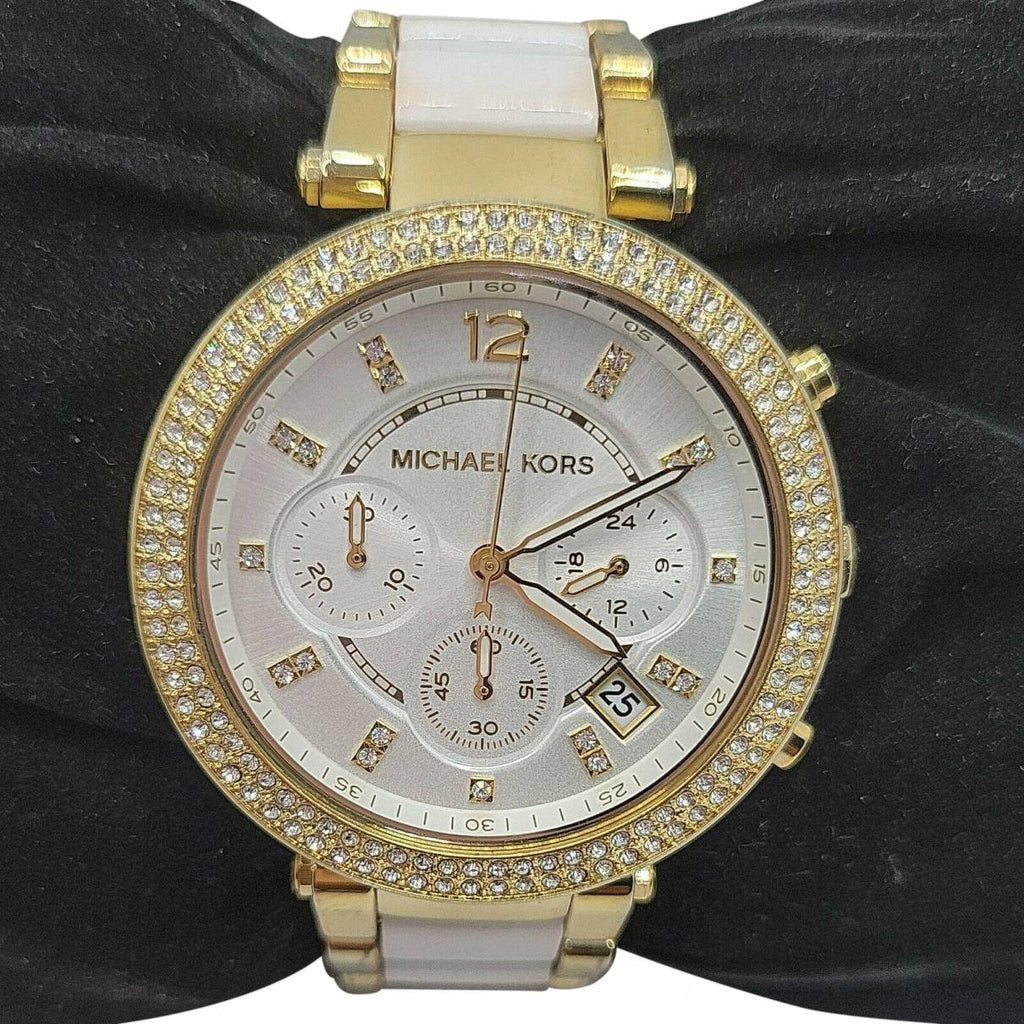 Michael Kors Parker White Dial with Diamonds White Leather Strap Watch for Women - MK2290 Buy Now By Michael Kors