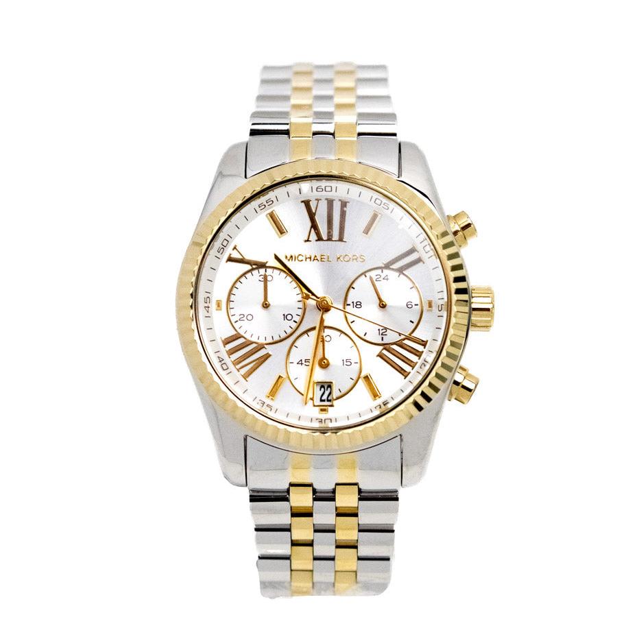 Michael Kors Lexington Silver Dial Two Tone Steel Strap Watch for Women - MK5955 Buy Now By Michael Kors