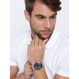 Fossil Grant Chronograph Black Dial Silver Steel Strap Watch for Men - FS4736