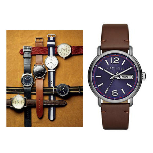 Marc Jacobs Fergus Blue Dial Brown Leather Strap Watch for Men - MBM5078 Buy Now By Marc Jacobs