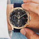 Tommy Hilfiger Trent Chronograph Grey Dial Black Leather Strap Watch For Men - 1791808 Buy Now By Tommy Hilfiger