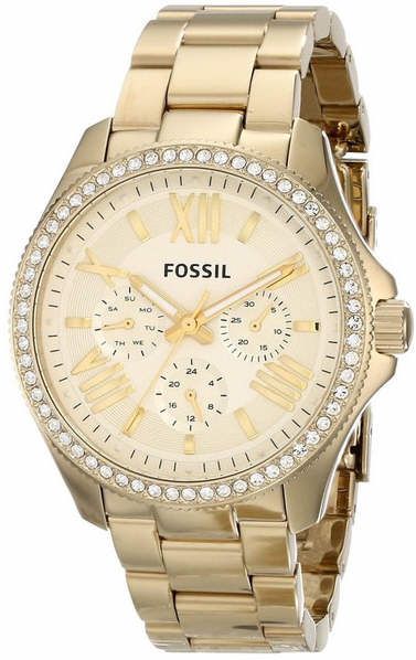 Fossil Cecile Chronograph Gold Dial Gold Steel Strap Watch for Women - AM4482 Buy Now By Fossil