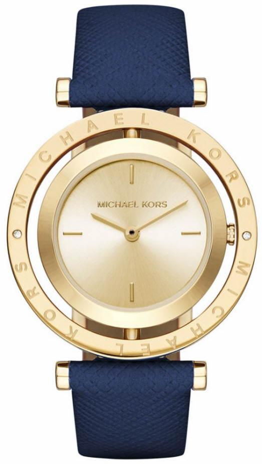 Michael Kors Averi Gold Dial Navy Blue Leather Strap Watch for Women - MK2526 Buy Now By Michael Kors