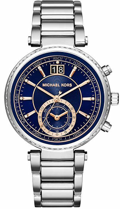 Michael Kors Sawyer Navy Blue Dial Silver Steel Strap Watch for Women - MK6224 Buy Now By Michael Kors