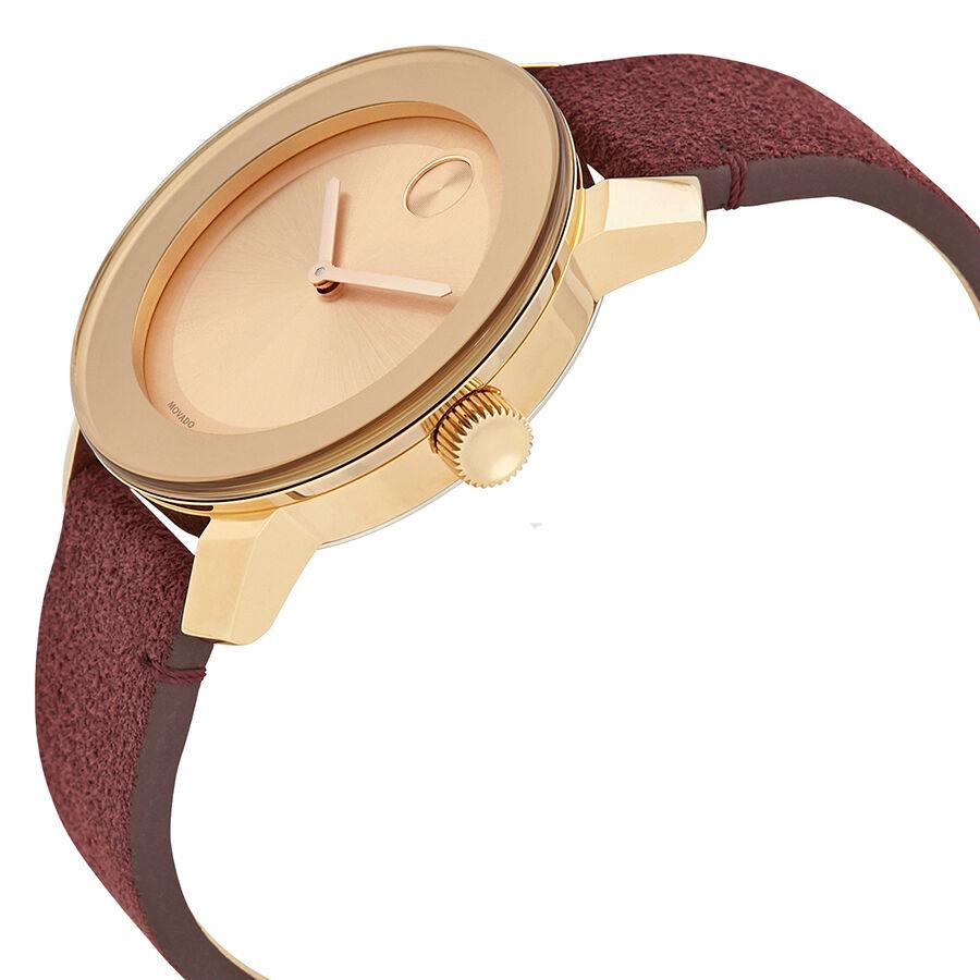 Movado Bold Rose Gold Dial Red Leather Strap Watch for Women - 3600447 Buy Now By Movado