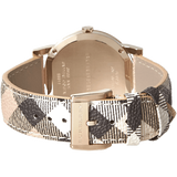 Burberry The City Gold Dial Haymarket Brown Leather Strap Watch for Women - BU9026 Buy Now By Burberry