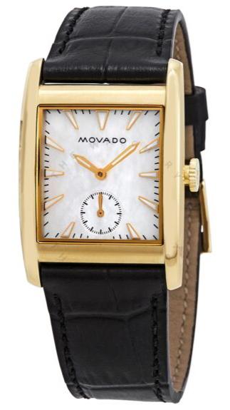 Movado Heritage Mother of Pearl White Dial Black Leather Strap Watch For Women - 3650050 Buy Now By Movado