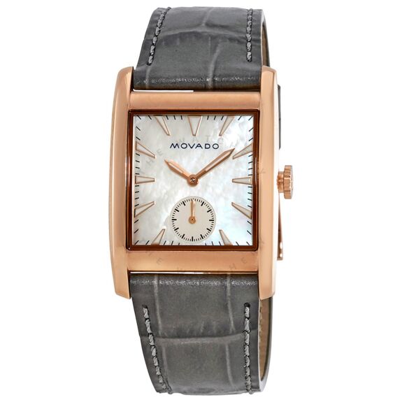 Movado Heritage Mother of Pearl White Dial Grey Leather Strap Watch For Women - 3650051 Buy Now By Movado