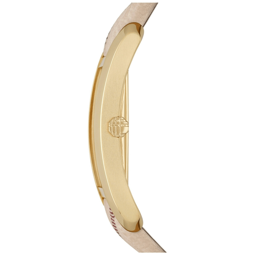 Burberry Pioneer Gold Dial Haymarket Beige Leather Strap Watch for Women - BU9509 Buy Now By Burberry