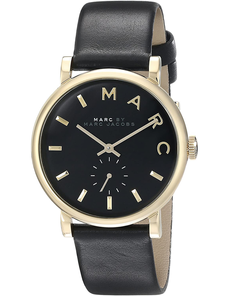 Marc Jacobs Baker Black Dial Black Leather Strap Watch for Women - MBM1269 Buy Now By Marc Jacobs