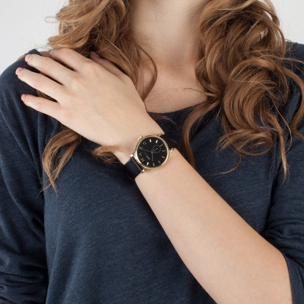 Marc Jacobs Baker Black Dial Black Leather Strap Watch for Women - MBM1269 Buy Now By Marc Jacobs