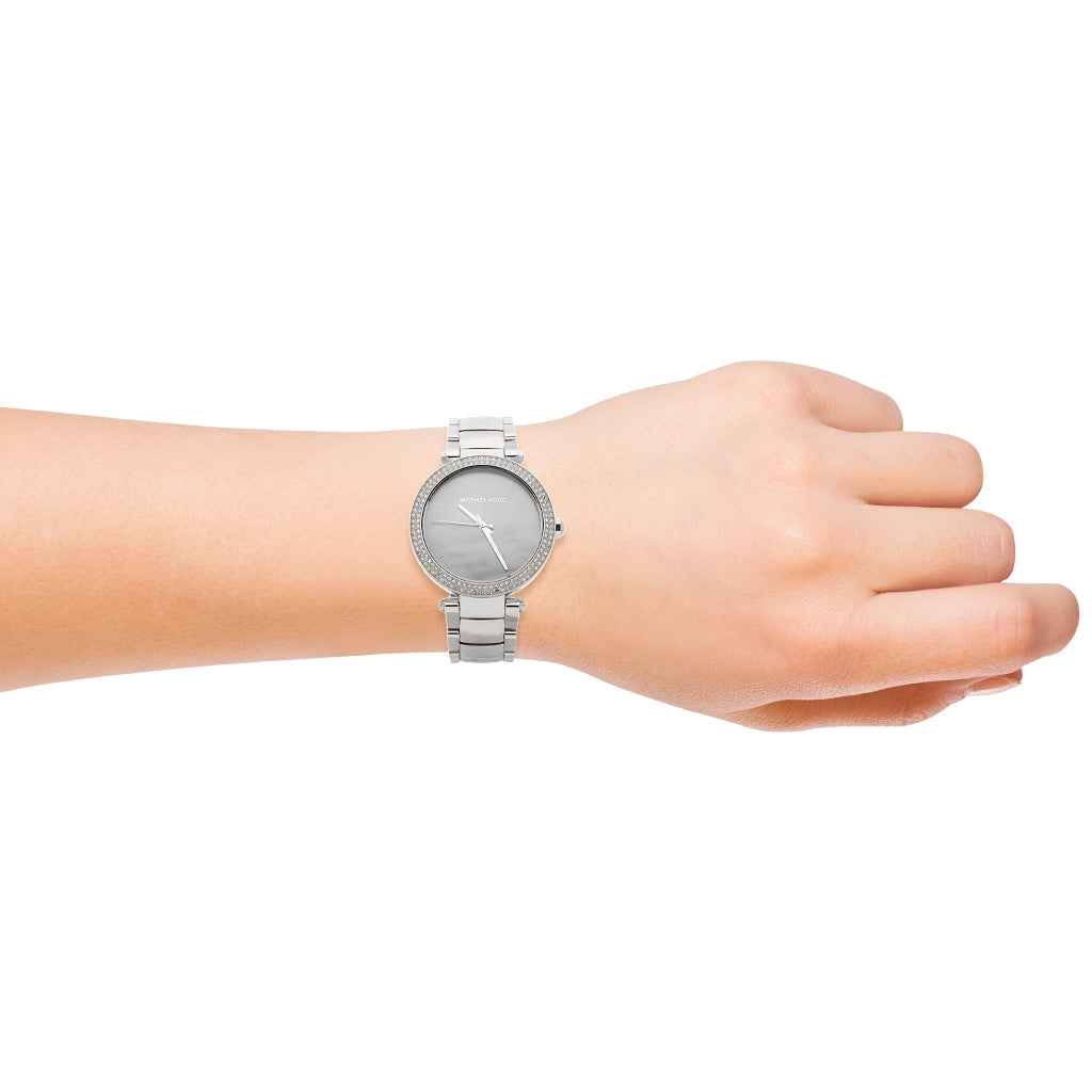 Michael Kors Parker Mother of Pearl Silver Steel Strap Watch for Women - MK6424 Buy Now By Michael Kors