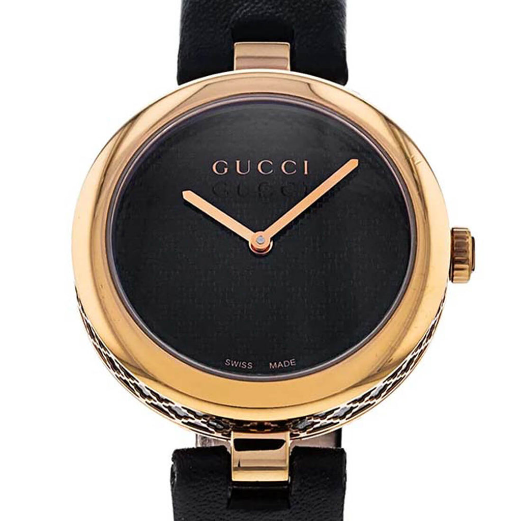 Gucci Diamantissima Quartz Black Dial Black Leather Strap Watch for Women - YA141401 Buy Now By Gucci