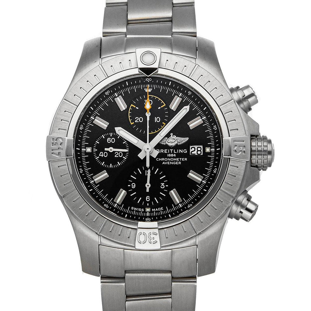 Breitling Avenger Chronograph 45mm Black Dial Silver Steel Strap Watch for Men - A13317101B1A1 Buy Now By Breitling