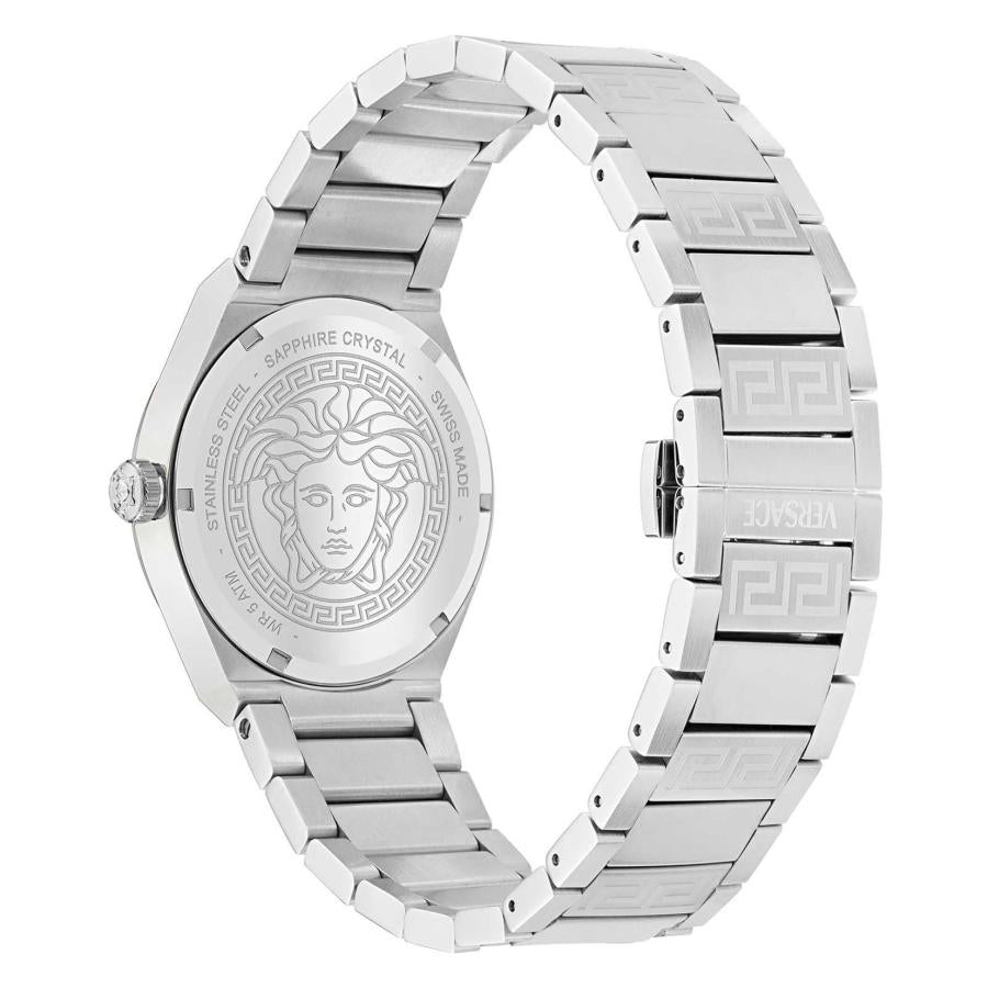 Versace V-Auria Quartz Green Dial Silver Steel Strap Watch for Men - VE0F00125 Buy Now By Versace