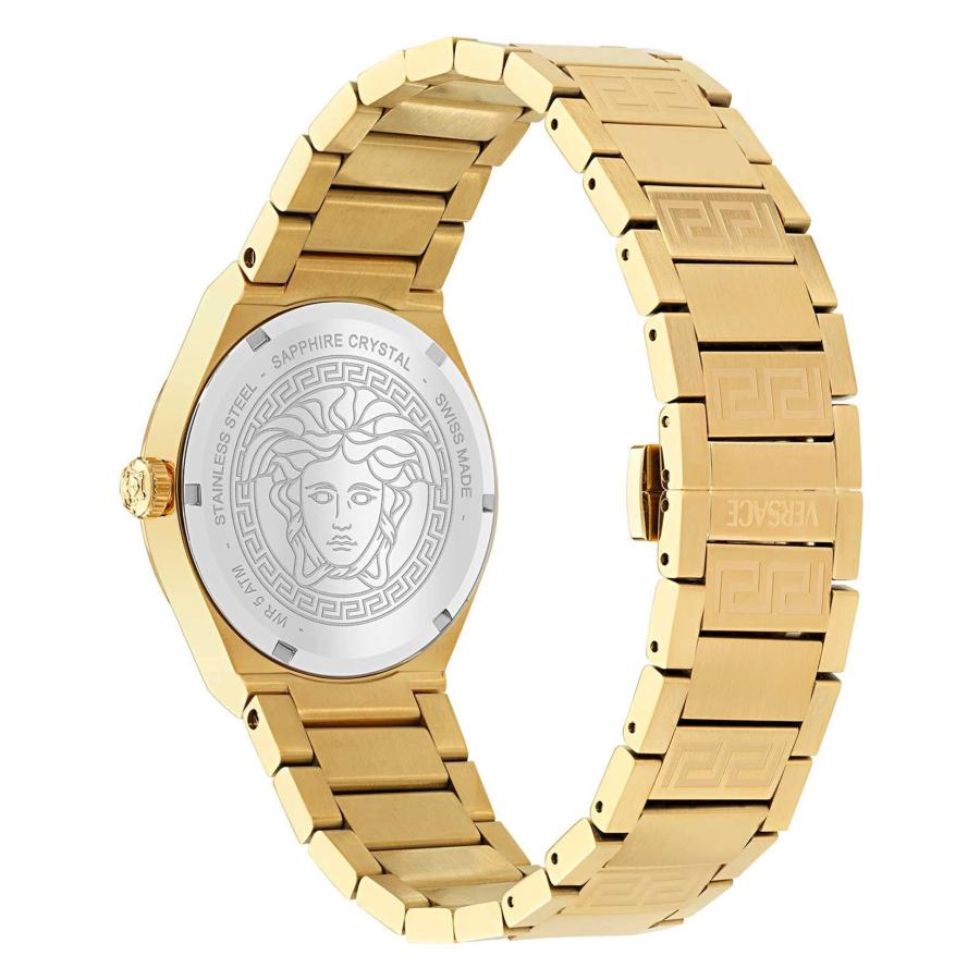 Versace V-Auria Quartz Black Dial Gold Steel Strap Watch for Men - VE0F00525 Buy Now By Versace