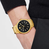 Versace V-Auria Quartz Black Dial Gold Steel Strap Watch for Men - VE0F00525 Buy Now By Versace