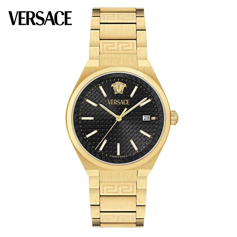 Versace V-Auria Quartz Black Dial Gold Steel Strap Watch for Men - VE0F00525 Buy Now By Versace