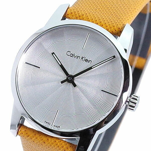 Calvin Klein City Silver Dial Orange Leather Strap Watch for Women - K2G231G6 Buy Now By Calvin Klein