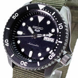 Seiko 5 Sport Automatic Black Dial Green Nylon Strap Watch For Men - SRPD65K4 Buy Now By Seiko