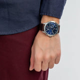 Tommy Hilfiger Asher Chrongraph Blue Dial Brown Leather Strap Watch For Men - 1791855 Buy Now By Tommy Hilfiger
