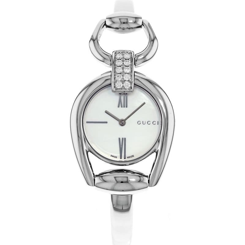 Gucci Horsebit Collection Diamonds Mother of Pearl White Dial Silver Steel Strap Watch For Women - YA139504 Buy Now By Gucci