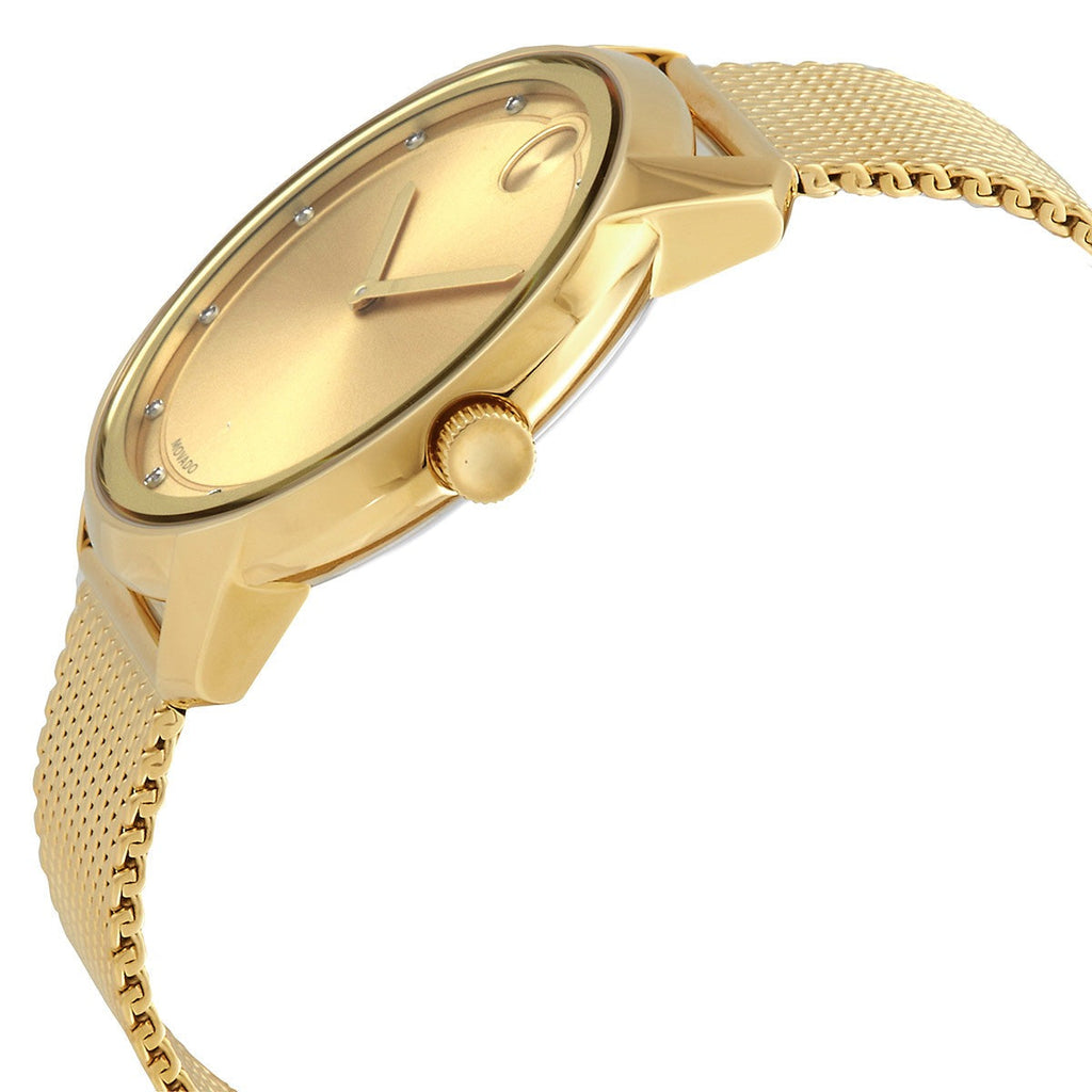 Movado Bold Diamonds Gold Dial Gold Mesh Bracelet Watch For Men - 3600460 Buy Now By Movado